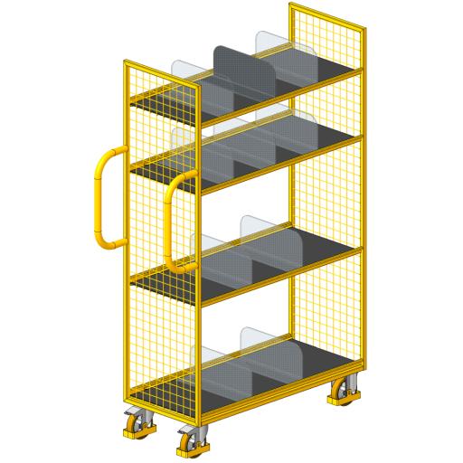 Picking trolley with sliding dividers