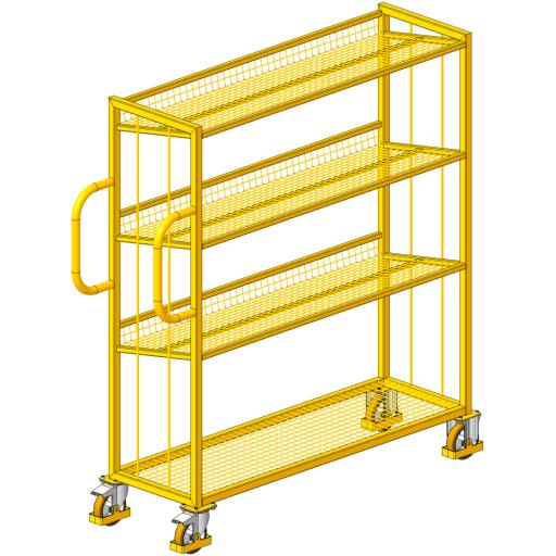 Picking trolley for 12 containers 300x400 with bottom shelf